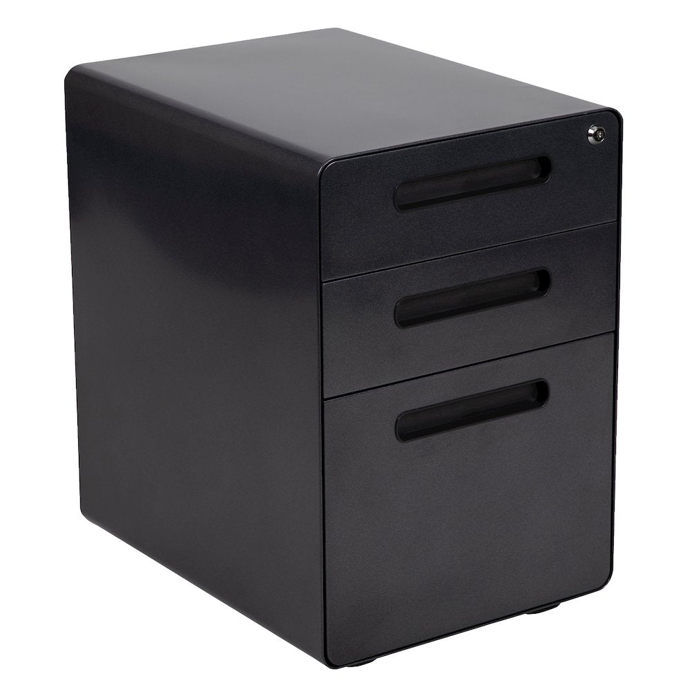 Black Computer Desk, Mesh/Office Chair and Locking Mobile Filing Cabinet