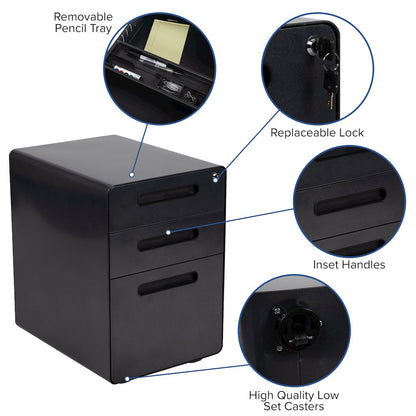 Work From Home Kit - Adjustable Computer Desk, Ergonomic Mesh Office Chair and Locking Mobile Filing Cabinet with Inset Handles