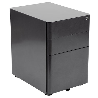 Work From Home Kit - Adjustable Computer Desk, Ergonomic Mesh Office Chair and Locking Mobile Filing Cabinet with Side Handles