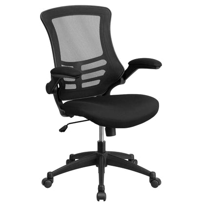 Glass Desk with Keyboard Tray, Mesh Office Chair and Filing Cabinet