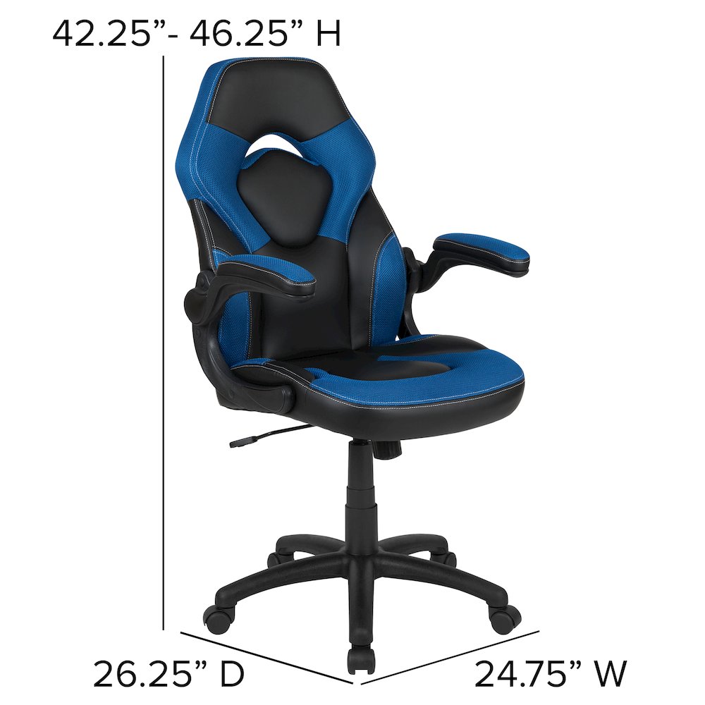 Gaming Desk and Blue/Black Racing Chair Set
