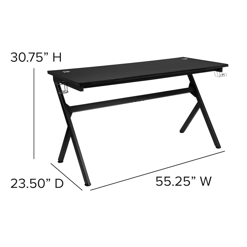 Gaming Desk and Green/Black Racing Chair Set