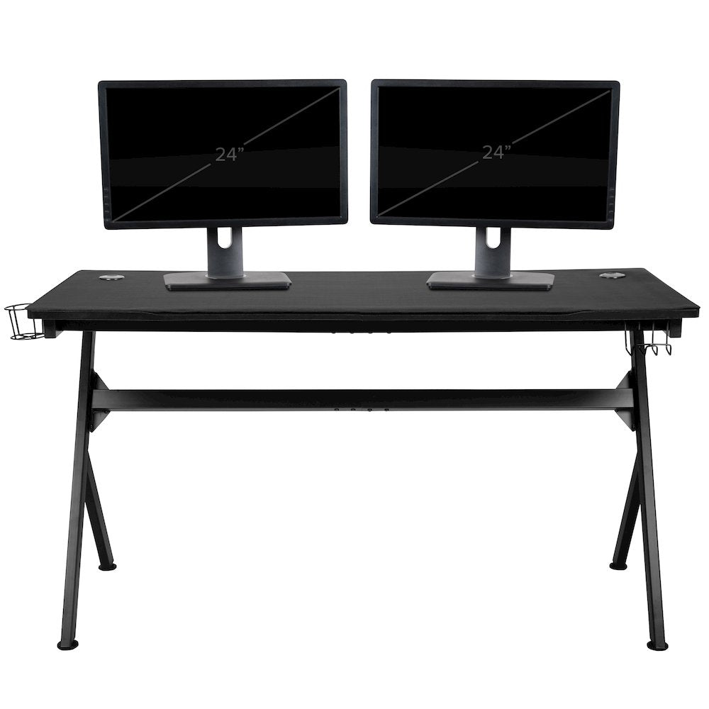 Gaming Desk and Orange/Black Racing Chair Set