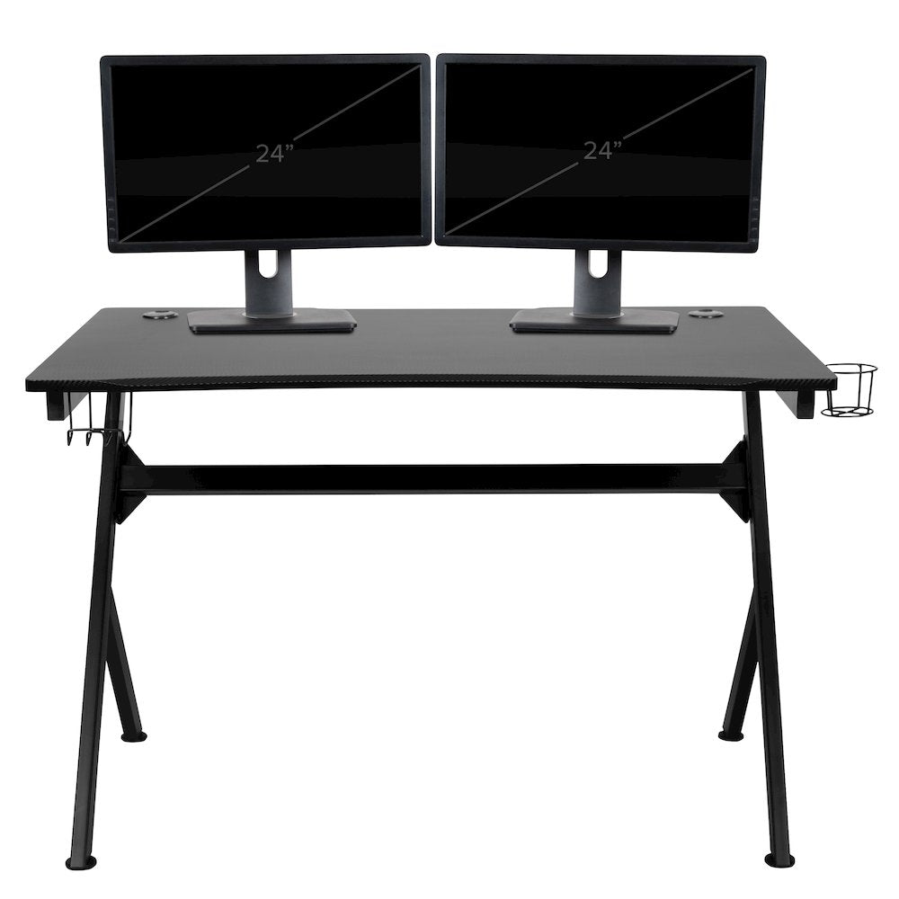 Black Gaming Desk and Red/Black Racing Chair Set