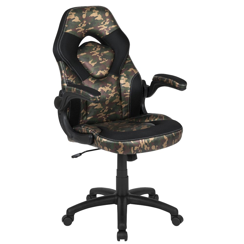Red Gaming Desk and Camouflage/Black Racing Chair Set