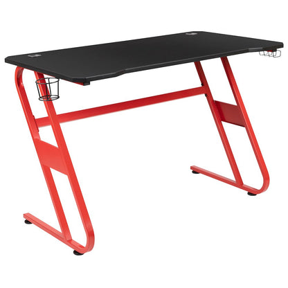 Red Gaming Desk and Camouflage/Black Racing Chair Set