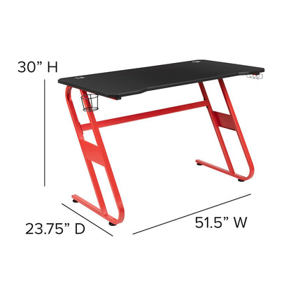Red Gaming Desk and Red/Black Racing Chair Set