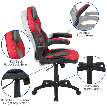 Red Gaming Desk and Red/Black Racing Chair Set