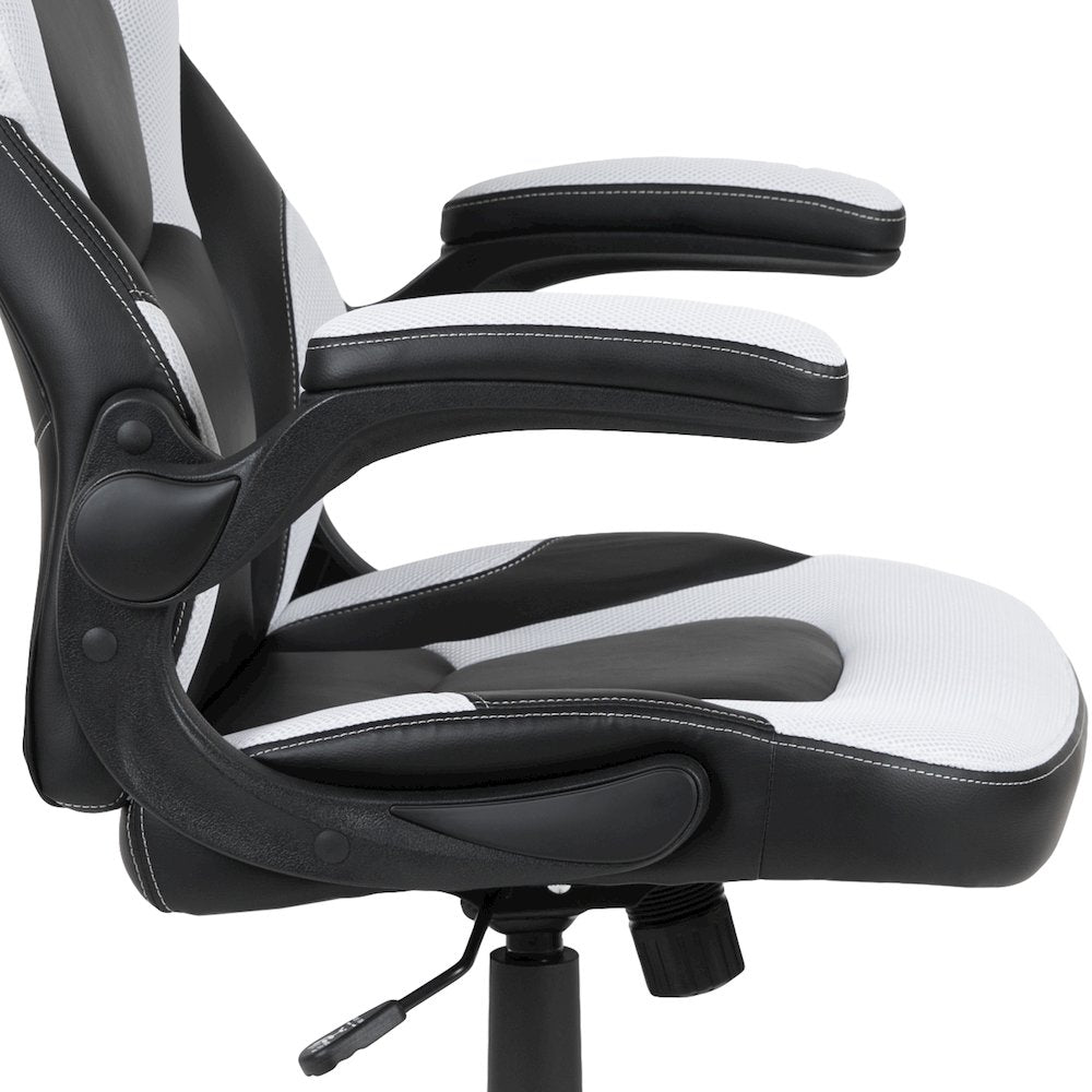 Red Gaming Desk and White/Black Racing Chair Set