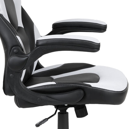 Red Gaming Desk and White/Black Racing Chair Set