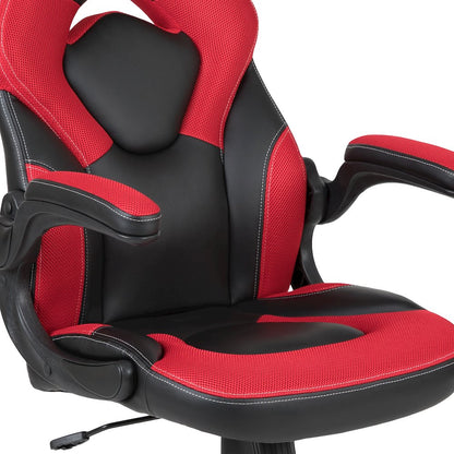 Black Gaming Desk and Red/Black Racing Chair Set