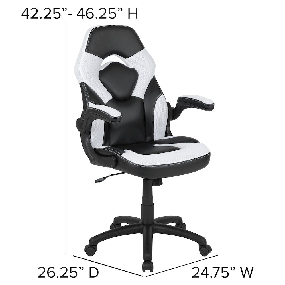 Black Gaming Desk and White/Black Racing Chair Set