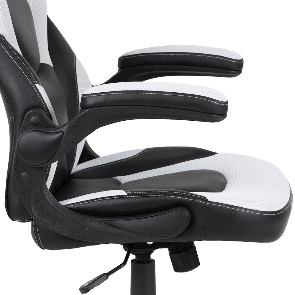 Black Gaming Desk and White/Black Racing Chair Set