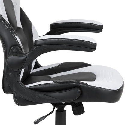 Black Gaming Desk and White/Black Racing Chair Set