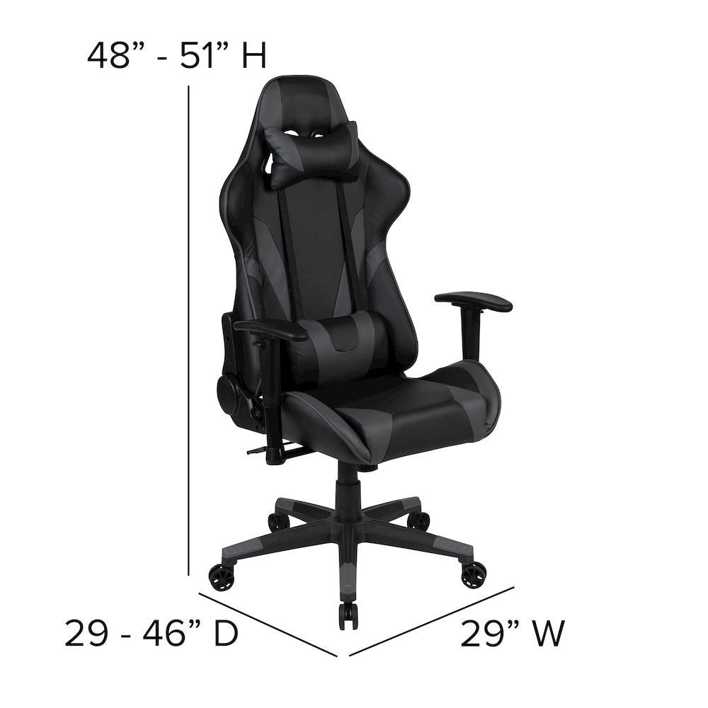 Black Gaming Desk and Gray/Black Reclining Gaming Chair Set