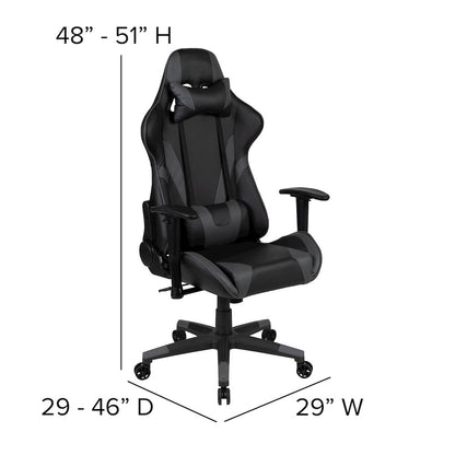 Black Gaming Desk and Gray/Black Reclining Gaming Chair Set