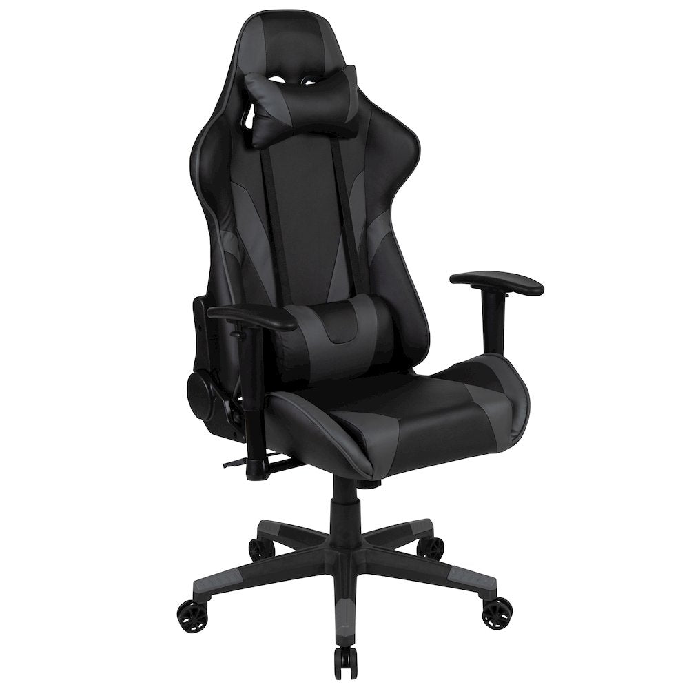 Black Gaming Desk and Gray/Black Reclining Gaming Chair Set