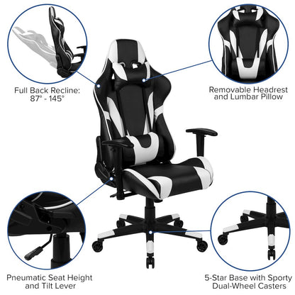 Gaming Desk and Black Reclining Gaming Chair Set