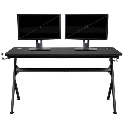 Gaming Desk and Red/Black Reclining Gaming Chair Set