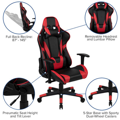 Gaming Desk and Red/Black Reclining Gaming Chair Set