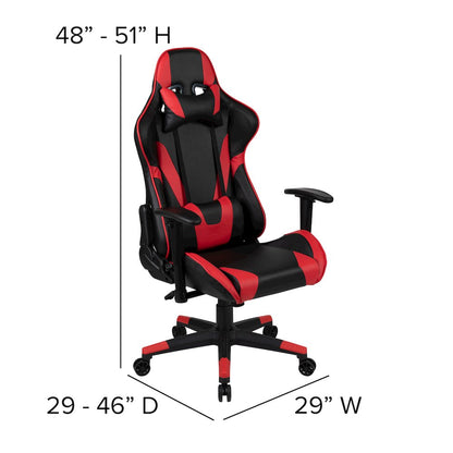 Red Gaming Desk and Red/Black Reclining Gaming Chair Set