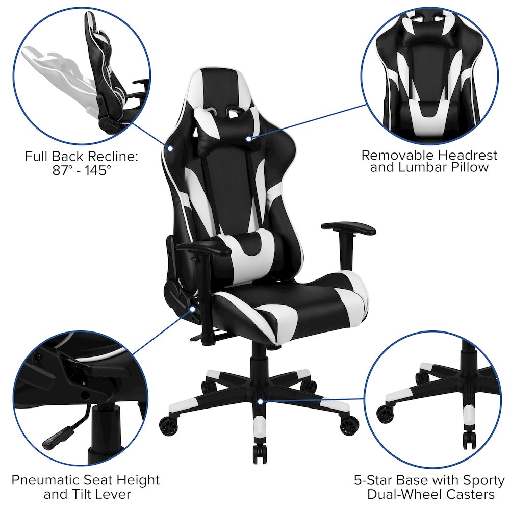 Black Gaming Desk and Black Reclining Gaming Chair Set