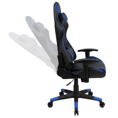 Black Gaming Desk and Blue Reclining Gaming Chair Set