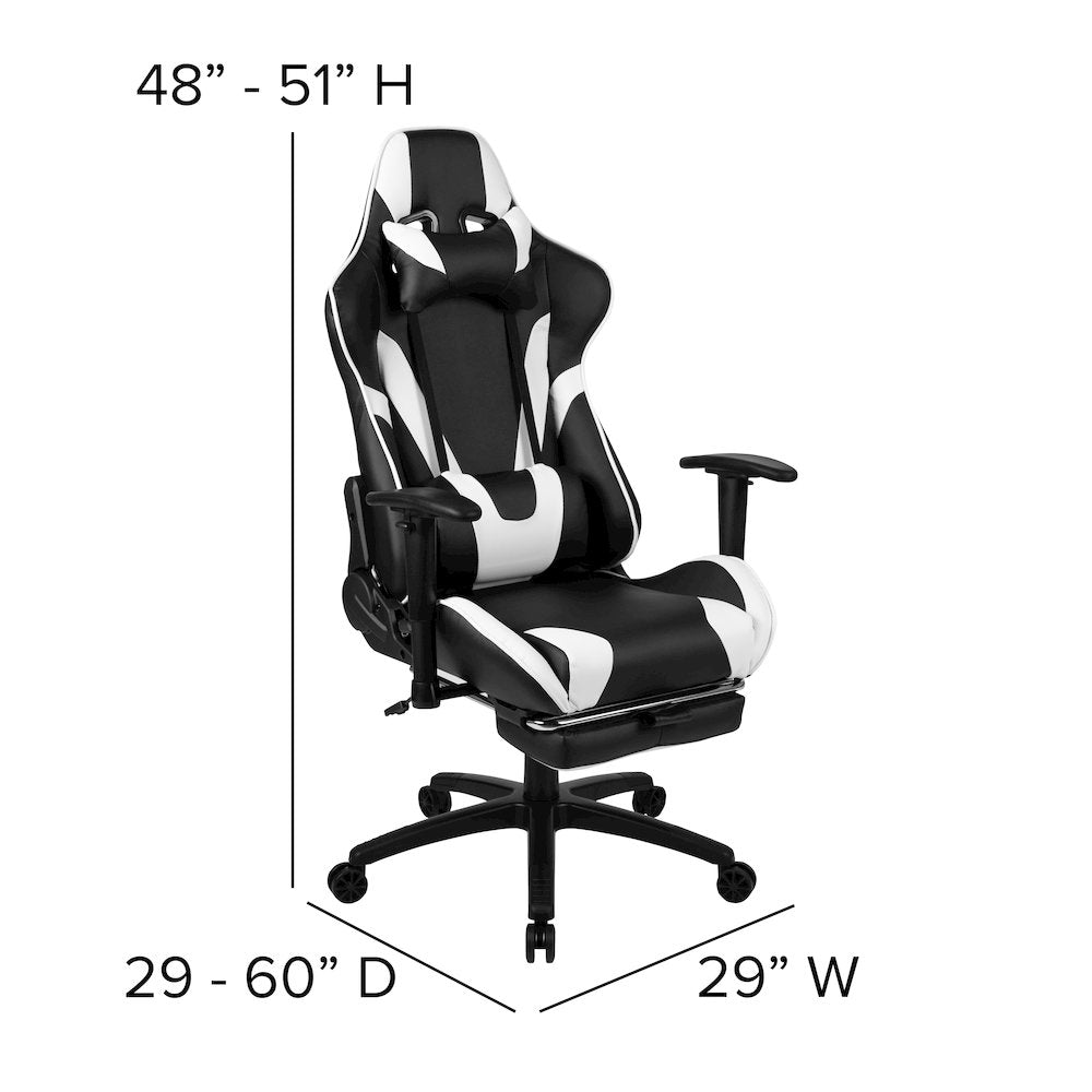 Black Gaming Desk and Black Footrest Reclining Gaming Chair Set