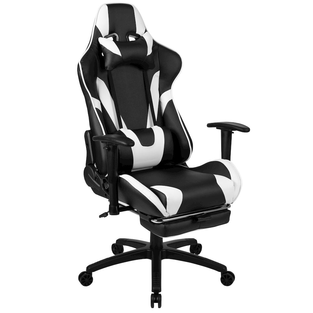 Gaming Desk and Black Footrest Reclining Gaming Chair Set