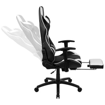Gaming Desk and Black Footrest Reclining Gaming Chair Set