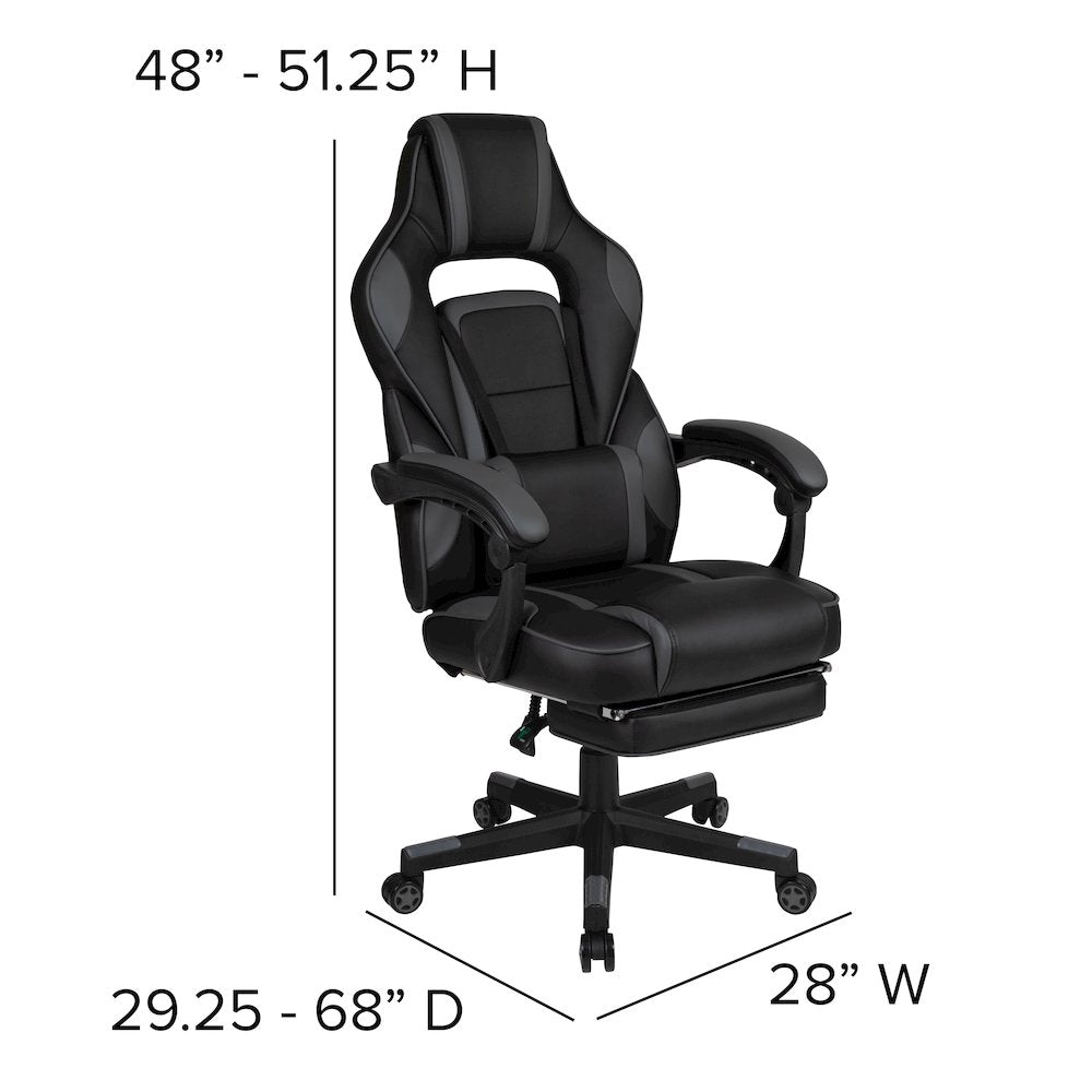 Black Gaming Desk/Headphone Hook/2 Wire Management Holes, Black Gaming Chair