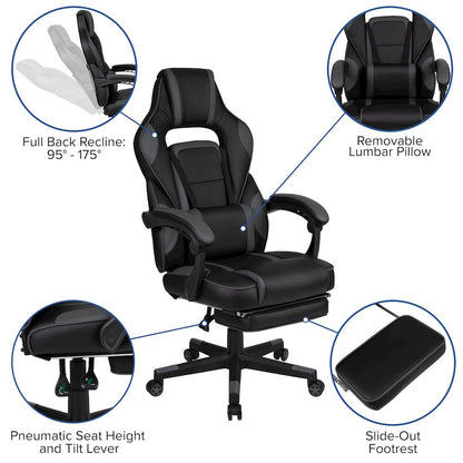 Gaming Desk/Headphone Hook/Removable Mousepad Top & Black Back/Arms Gaming Chair