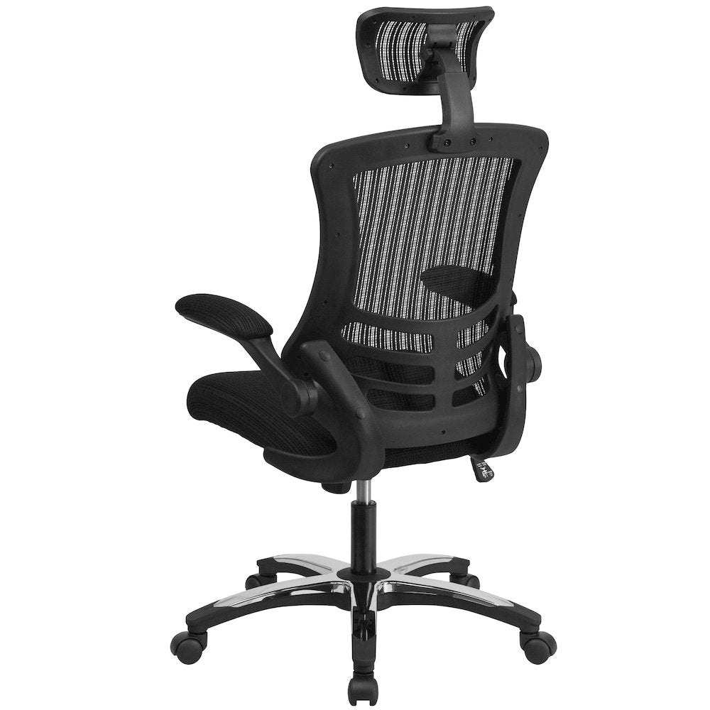 High-Back Black Mesh Swivel Executive Office Chair and Adjustable Headrest