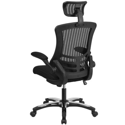 High-Back Black Mesh Swivel Executive Office Chair and Adjustable Headrest
