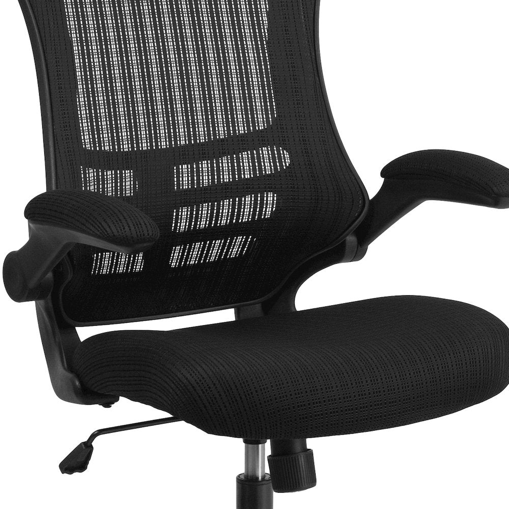 High-Back Black Mesh Swivel Executive Office Chair and Adjustable Headrest