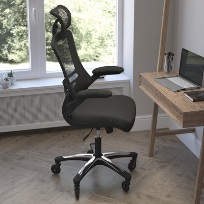 High-Back Black Mesh Swivel Executive Office Chair