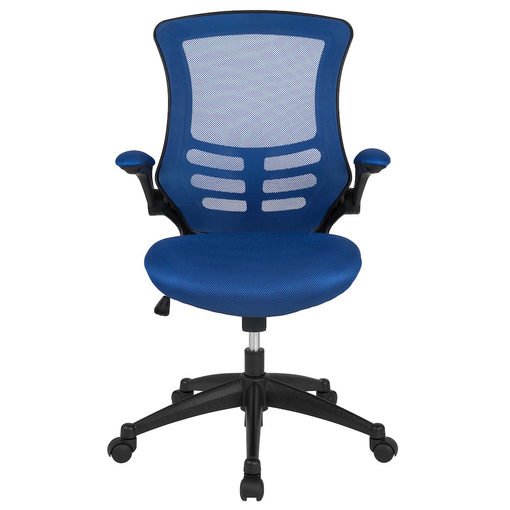 Mid-Back Blue Mesh Swivel Ergonomic Task Office Chair with Flip-Up Arms