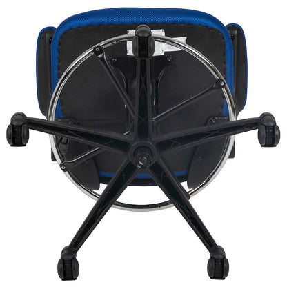 Mid-Back Blue Mesh Drafting Chair with Adjustable Foot Ring and Flip-Up Arms