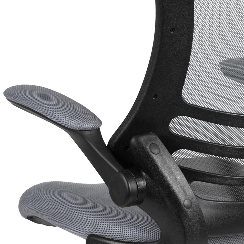 Mid Back Dark Gray Mesh Ergonomic Drafting Chair with Adjustable Foot Ring and Flip-Up Arms