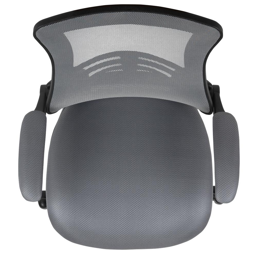 Mid Back Dark Gray Mesh Ergonomic Drafting Chair with Adjustable Foot Ring and Flip-Up Arms
