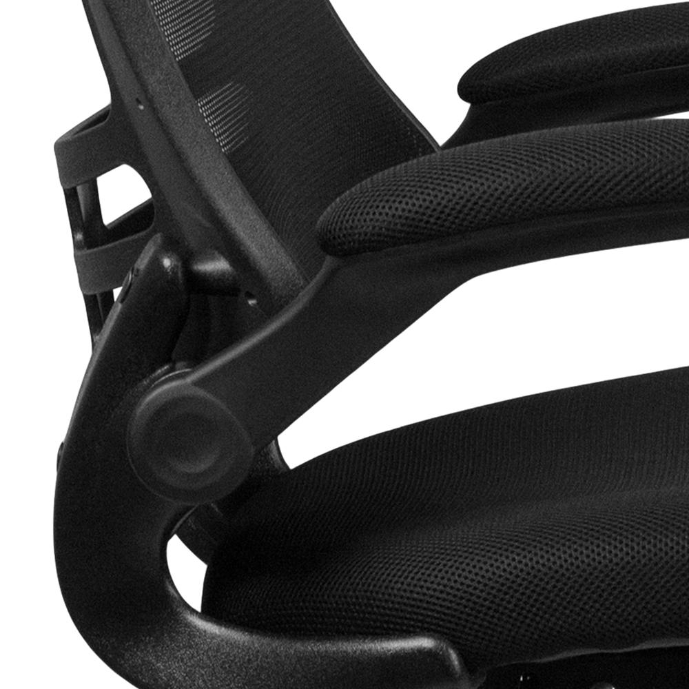 Mid Back Black Mesh Ergonomic Drafting Chair with Adjustable Foot Ring and Flip-Up Arms