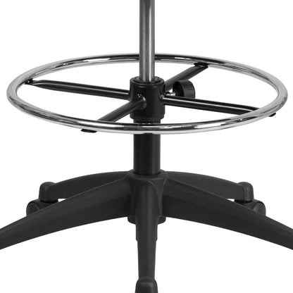 Mid Back Black Mesh Ergonomic Drafting Chair with Adjustable Foot Ring and Flip-Up Arms