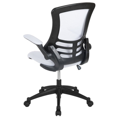 Mid-Back White Mesh Swivel Ergonomic Task Office Chair with Flip-Up Arms