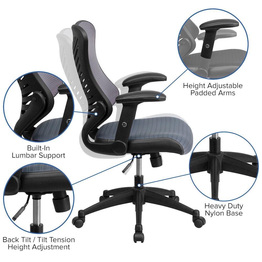 High Back Designer Gray Mesh Executive Swivel Ergonomic Office Chair with Adjustable Arms