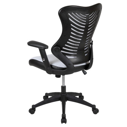 High Back Designer White Mesh Executive Swivel Office Chair with Adjustable Arms