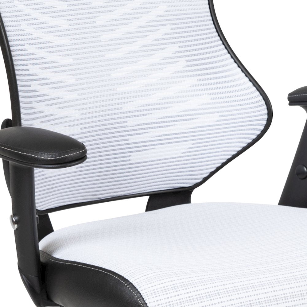 High Back Designer White Mesh Executive Swivel Office Chair with Adjustable Arms