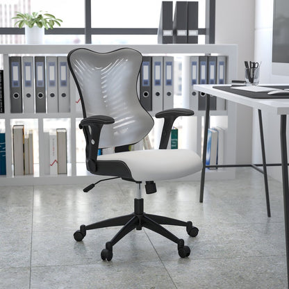 High Back Designer White Mesh Executive Swivel Ergonomic Office Chair with Adjustable Arms