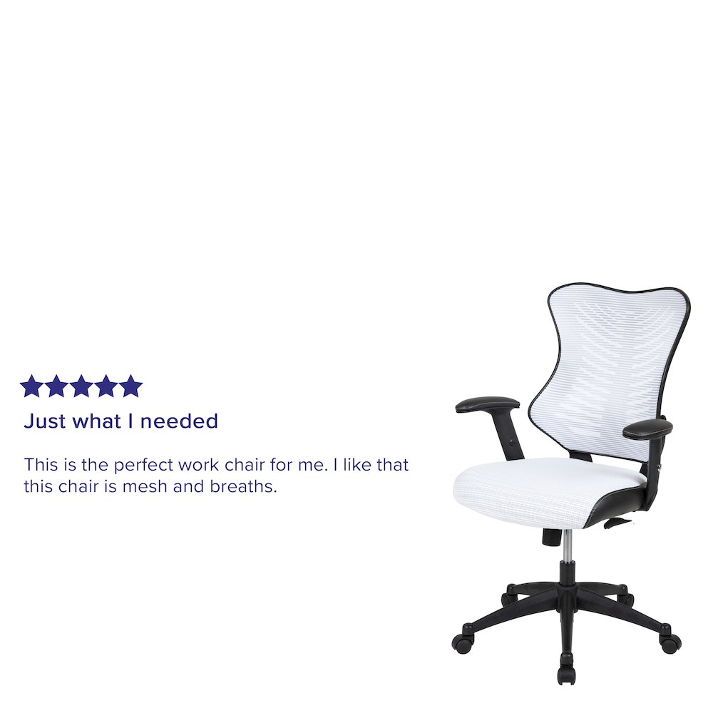 High Back Designer White Mesh Executive Swivel Office Chair with Adjustable Arms