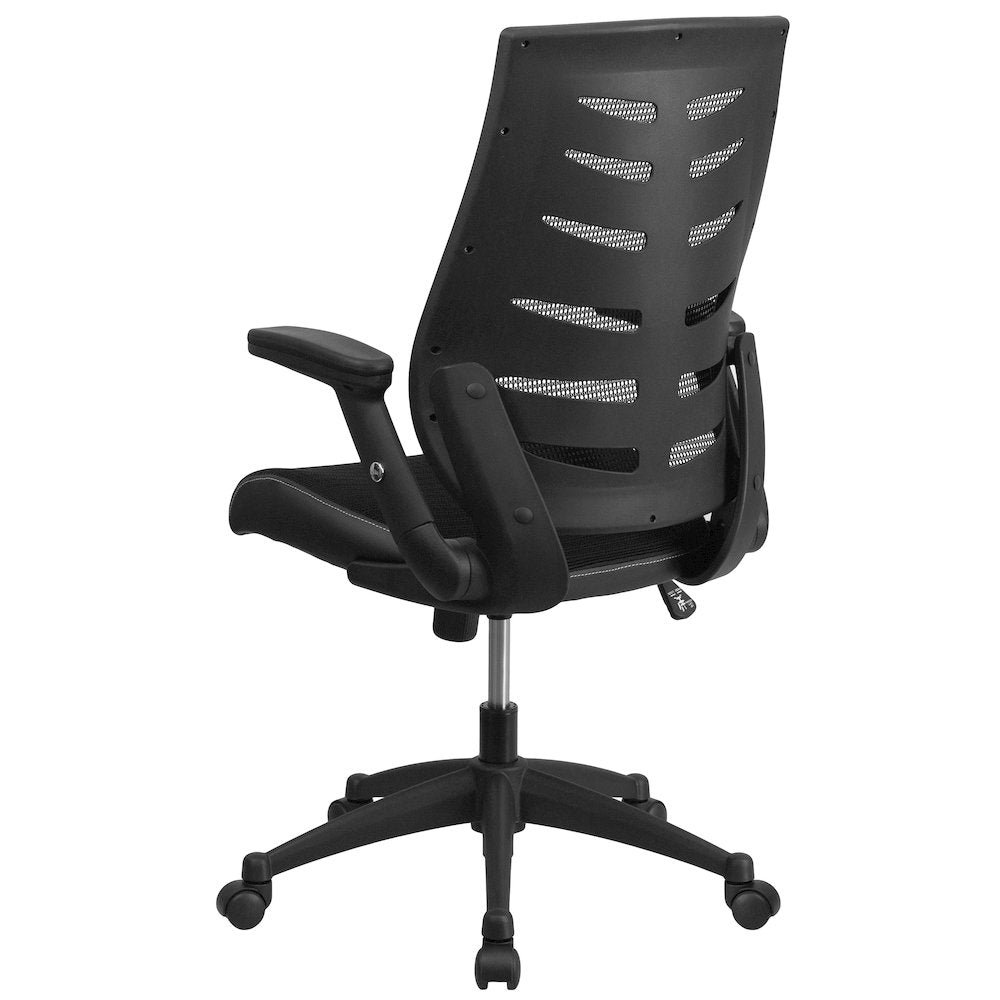 High Back Designer Black Mesh Executive Swivel Ergonomic Office Chair with Height Adjustable Flip-Up Arms