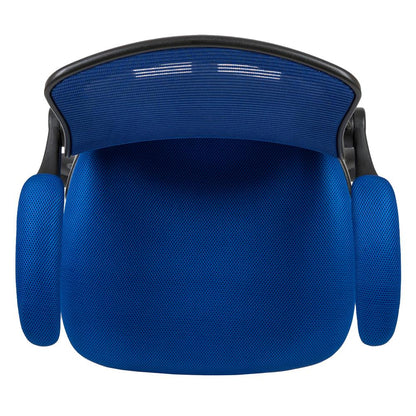 Mid-Back Blue Mesh Ergonomic Drafting Chair with Adjustable Foot Ring and Flip-Up Arms